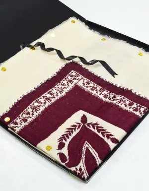 Cheenkaar Mussar White & Maroon CH00019