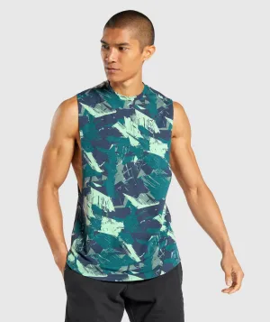 Gymshark Bold Drop Arm Tank - Green Print