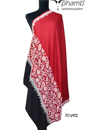 red tilla emb. shawl - 4902