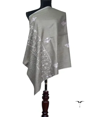 seal gray booti embroidery pashmina stole 8810