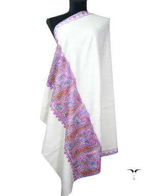 white embroidery pashmina shawl 8767