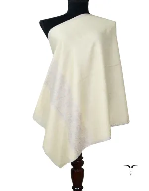 white Embroidery Pashmina Stole 7822