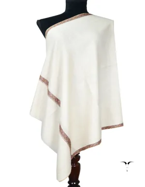 white embroidery pashmina stole 8134